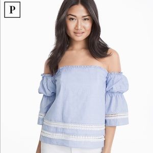 NWT WHBM Petite Off-the-shoulder Cotton Dobby Top ⭐️Host Pick⭐️ Petites Party